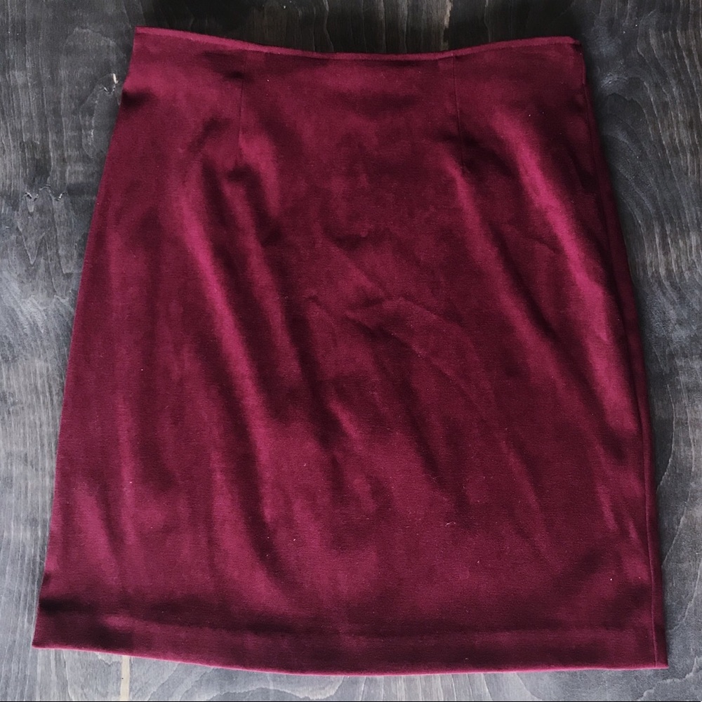 Velvety Maroon Pencil Skirt